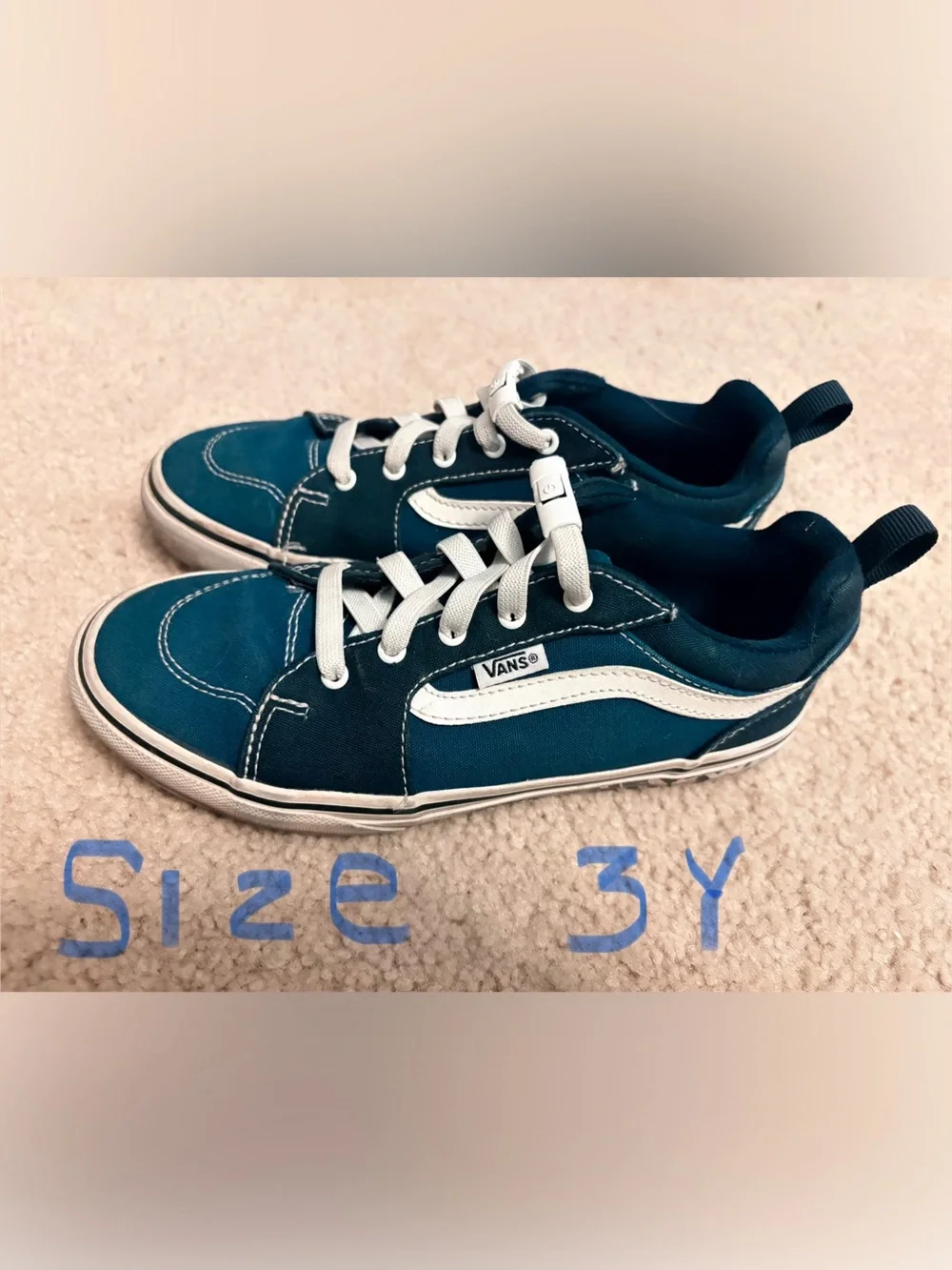Vans Kids Teal and White Low-Top Sneakers
